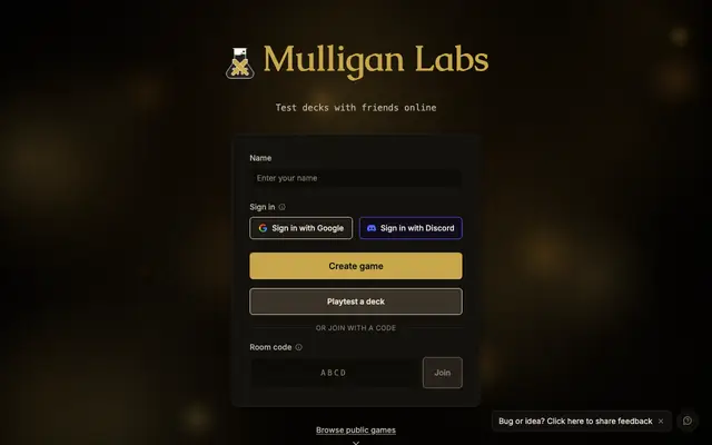 Mulligan Labs screenshot
