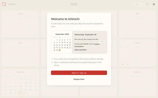 Ichinichi screenshot