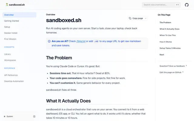 sandboxed.sh screenshot