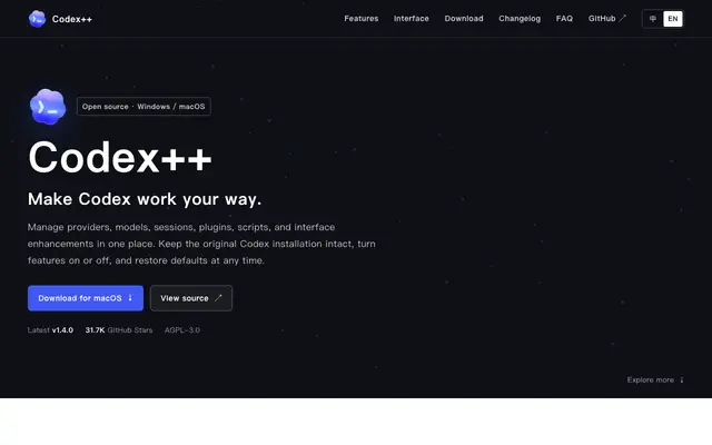 Codex++ screenshot