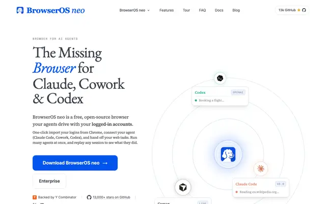 BrowserOS neo screenshot