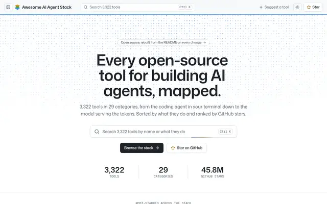 Awesome AI Agent Stack screenshot