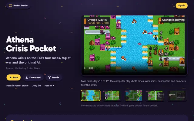 Athena Crisis Pocket · Pocket Studio screenshot