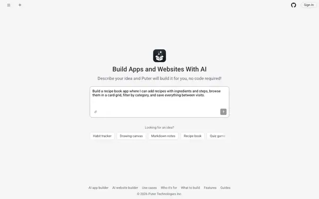 Puter AI Builder screenshot