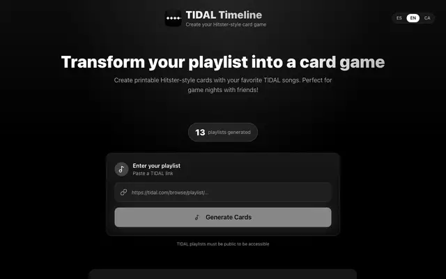 TIDAL Timeline screenshot